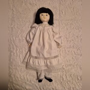 White Porcelain Doll with Black Hair By Pauline Ling Ling 1983, Spooky Soft Body